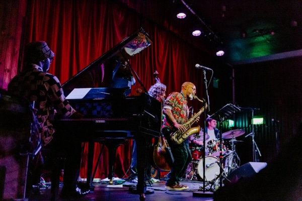 Sultan Stevenson Trio Special Guest Denys Baptiste Performing At The Sugar Club 24 Oct 2023. Presented By Music Network. Photo By Ron Flanagan. Low Res 20 2.jpg